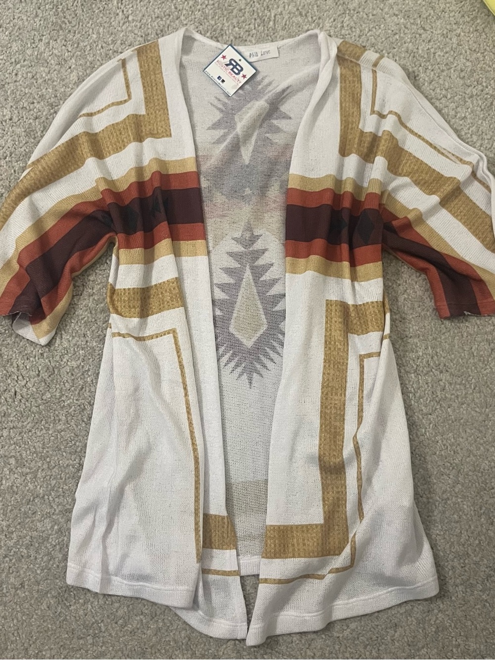 New. Phil Love Aztec Pattern Knit Cardigan